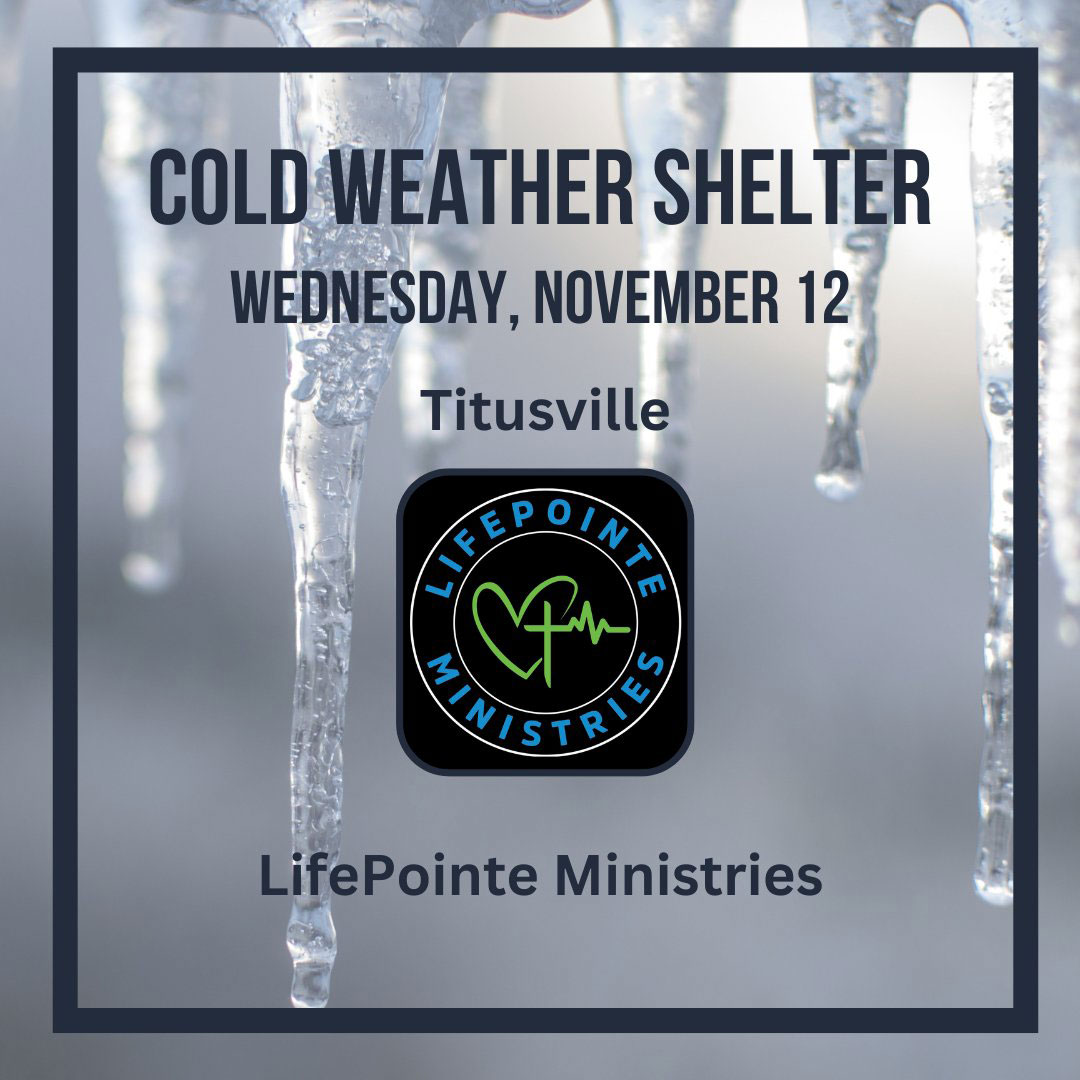 Cold Weather Shelter to Open Wednesday Night at LifePointe Ministries in Titusville
